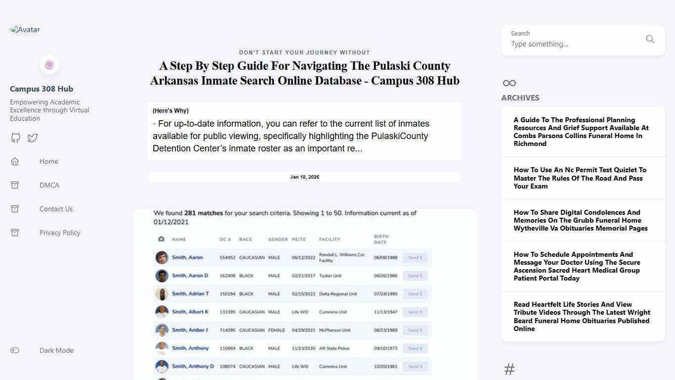 A Step By Step Guide For Navigating The Pulaski County Arkansas Inmate Search Online Database - Campus 308 Hub